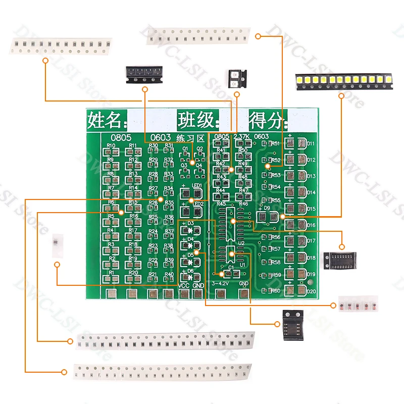 Class Kit Patch Components Welding Practice Board Kit SMD/SMT DIY Soldering Skill Practice PCB Board Electronic Project Kits
