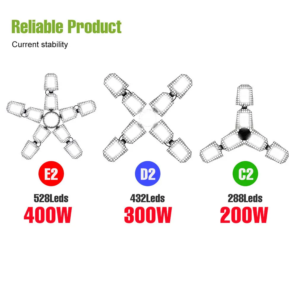 400W LED Light Bulb Garage Lamp Foldable Deformable Spotlights E27/E26 AC 100-277V For Home Warehouse Workshop Basement Lighting
