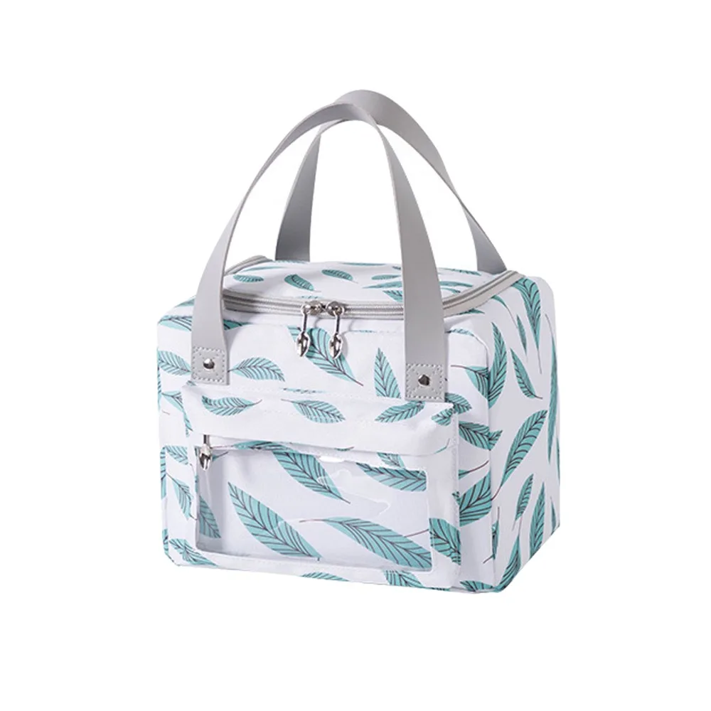 

For Travel Large Capacity Lunch Bag Insulated Thickened Portable Lunch Bag Cute Square Picnic Bag Picnic