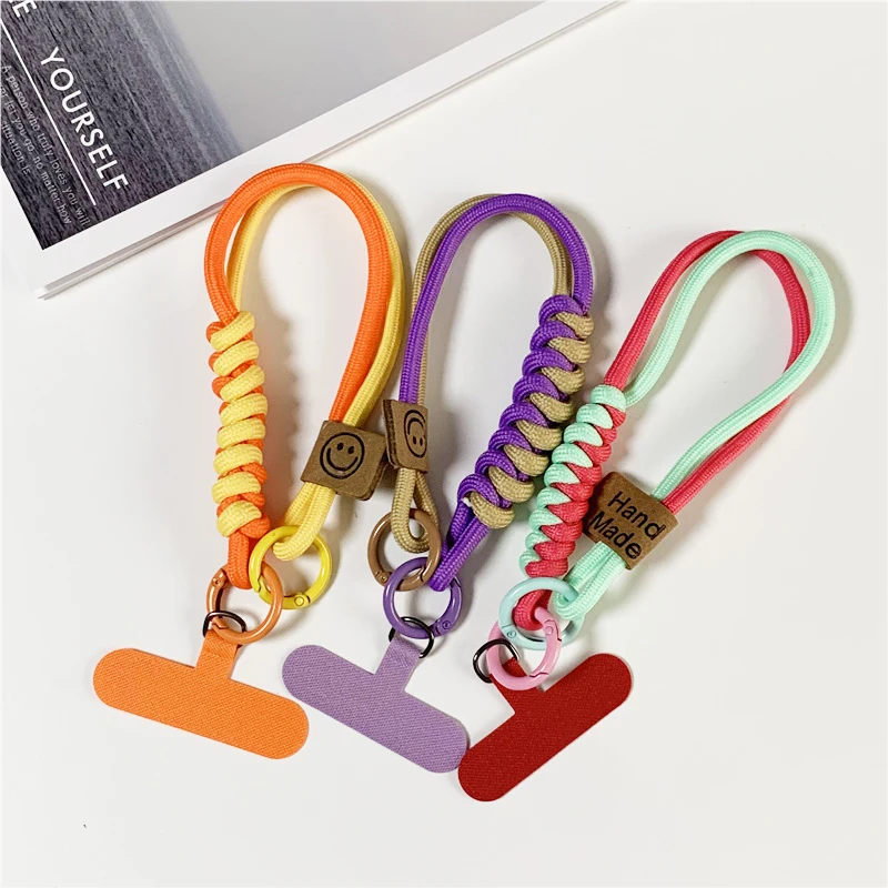 Phone Lanyard Wrist Strap Woven Phone Lanyard Creative Keychain Hanging Rope Anti-lost Security Wristband Universal Short Rope