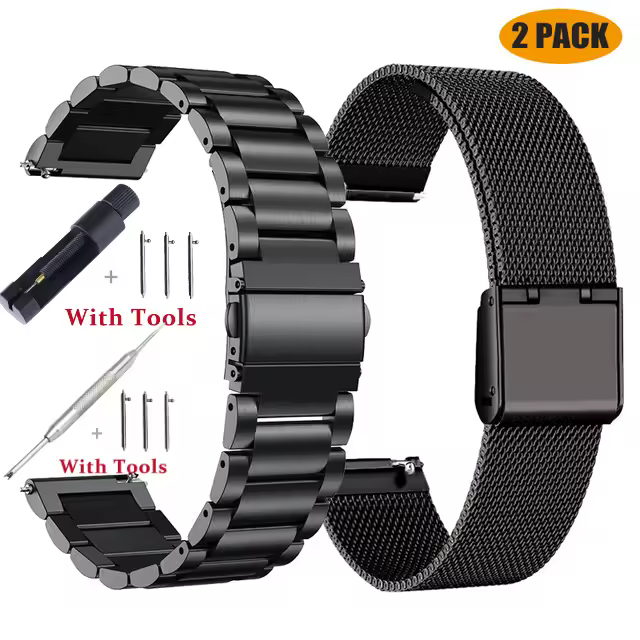 18mm 20mm 22mm 24mm Width Quick Release Full Stainless Steel Watchband Wristwatch Universal Flat Head Watch Strap Accessories - Image 13