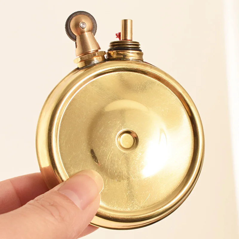 Brass Air Jet Flame Gasoline Lighter Circular Simple