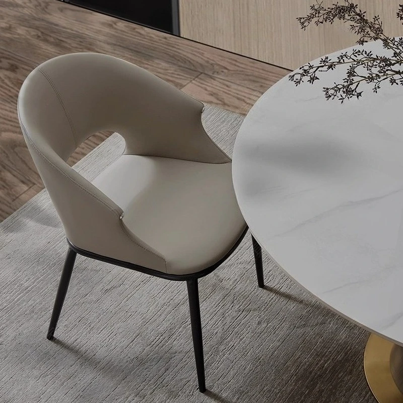 Designer Dining Chair Italian Luxury Metal Legs Upholstered Seat Backrest Home Use