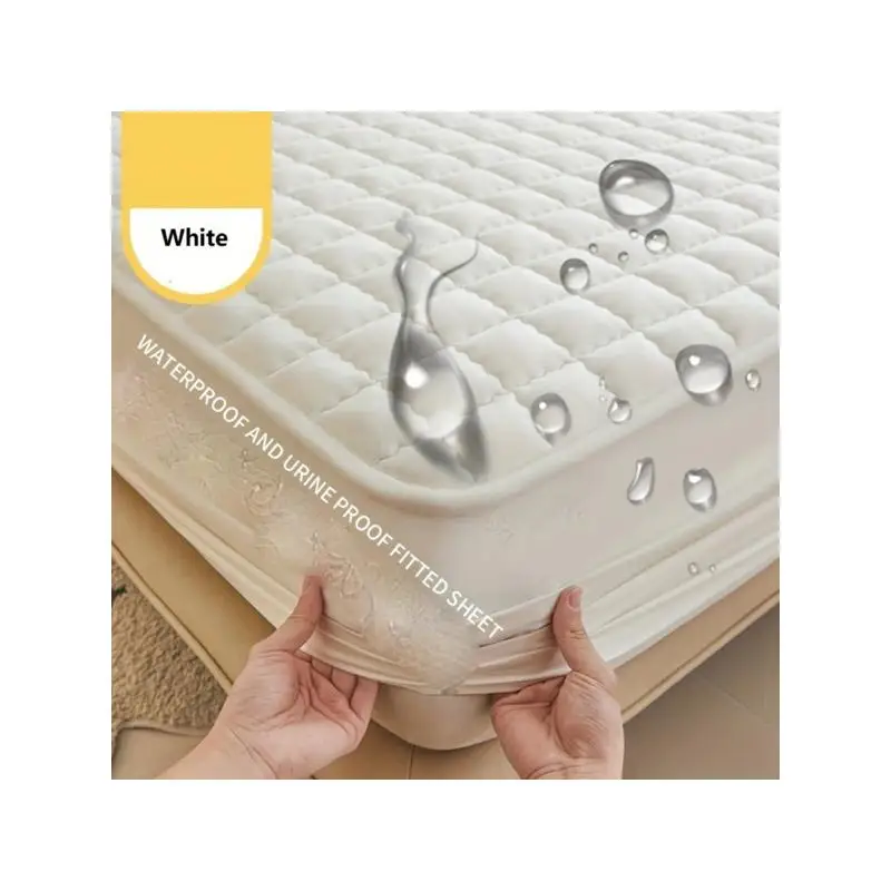 

Кремово-белый хлопковый водонепроницаемый наматрасник 180 см x 200 см, пылезащитный чехол для кровати, мягкая удобная однотонная простыня для постельного белья