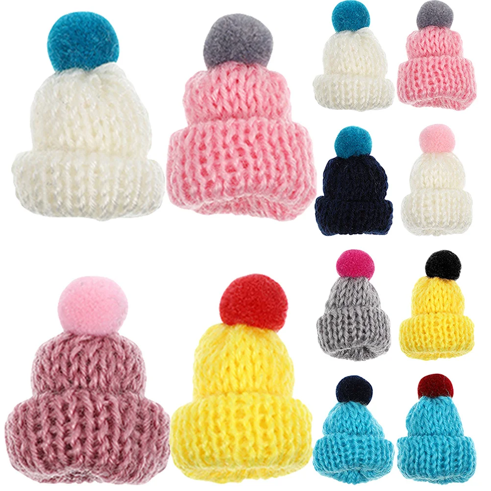 12 stuks mini breien doe-het-zelf accessoires mooie kleine ambachtelijke decoratieve hoeden slijtvast zacht garen hoeden festival feestartikelen kerstmis