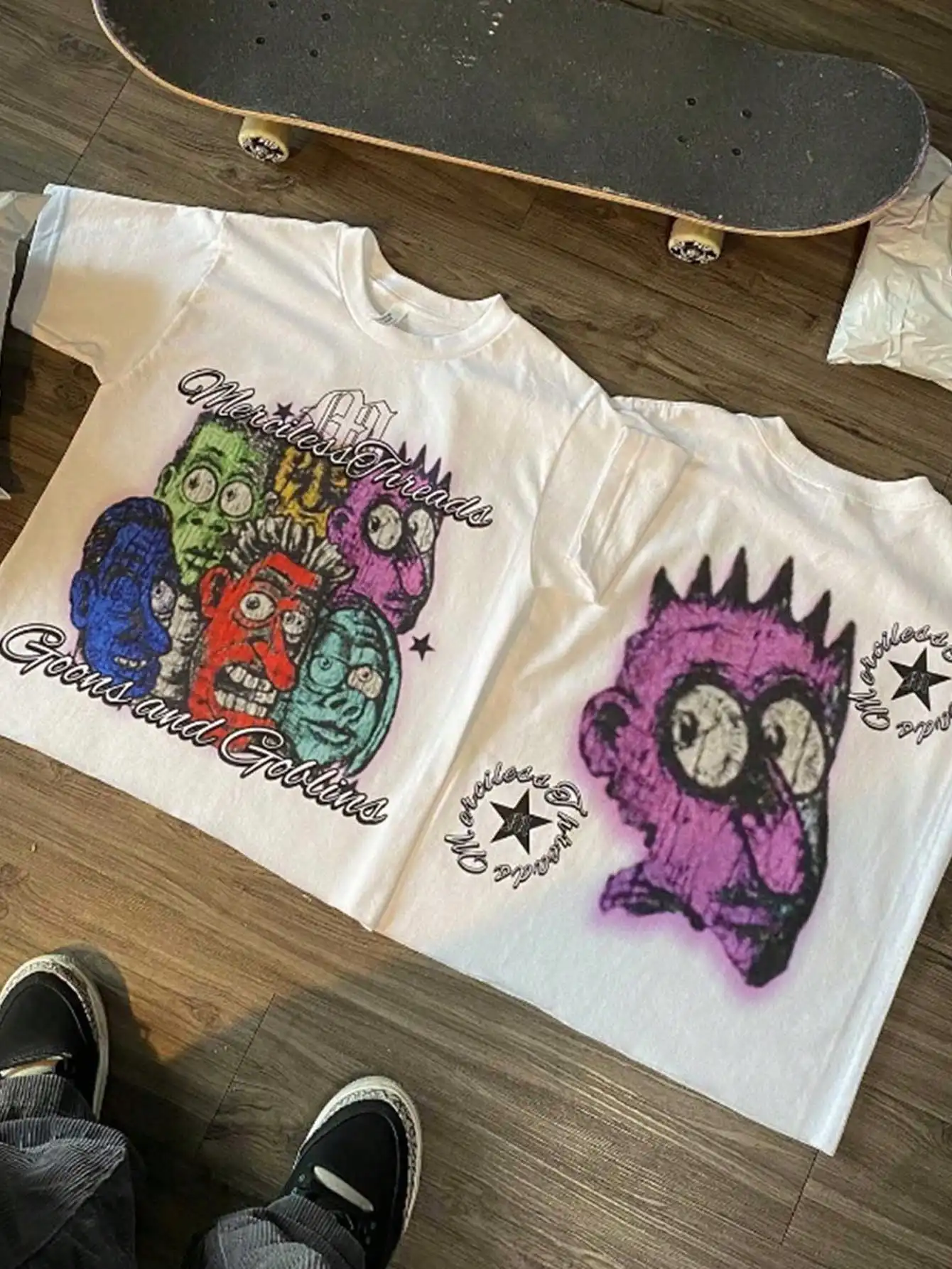 

Cartoon Portrait Printing Cotton Short Sleeves T-Shirt Men Women Casual Summer Street Style Short Sleeved T-Shirt Retro Y2K Tops