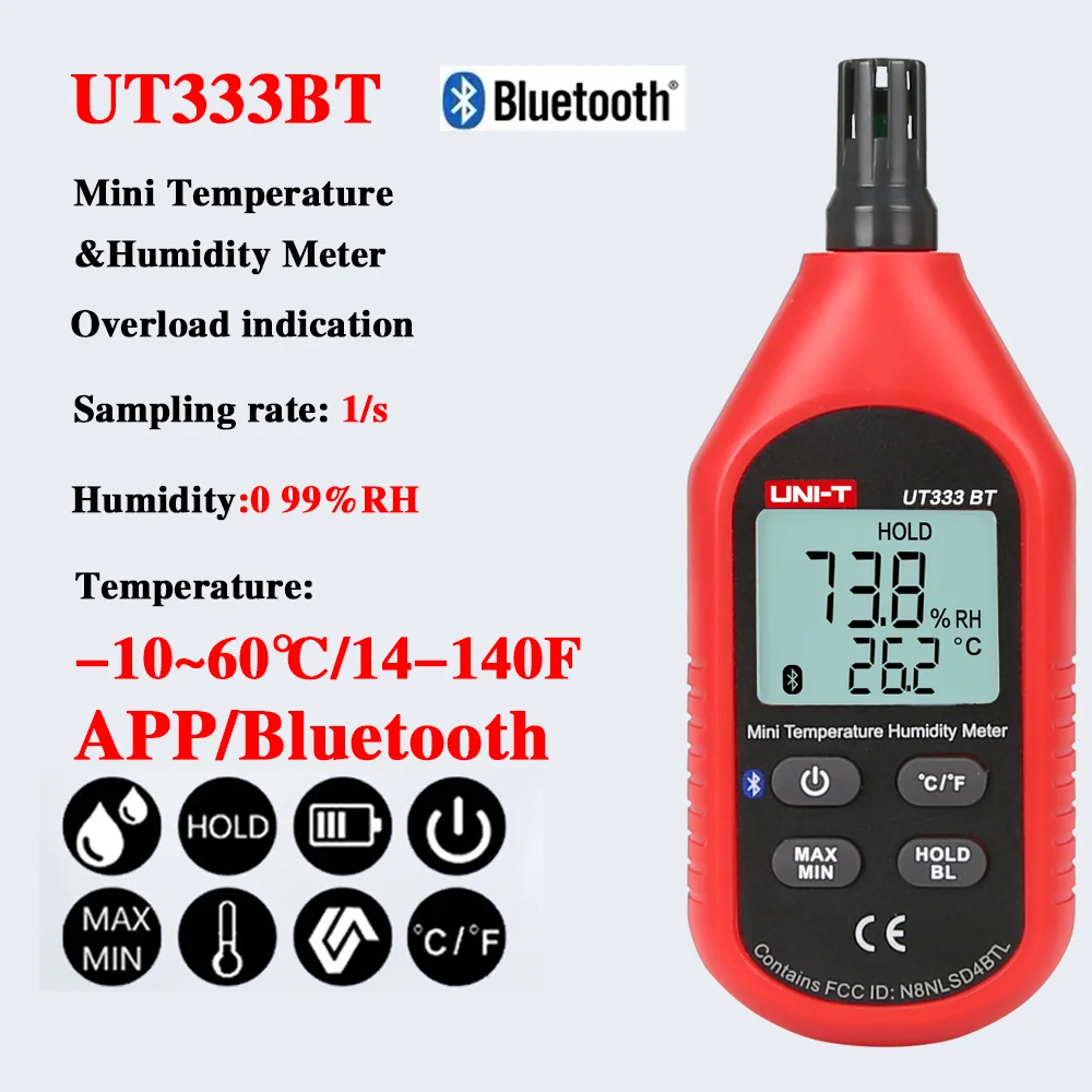 UNI-T moisture meter Handheld Mini Digital Thermometer Hygrometer Anemometer C/F Noise Meter Photometer Illuminometer ut333