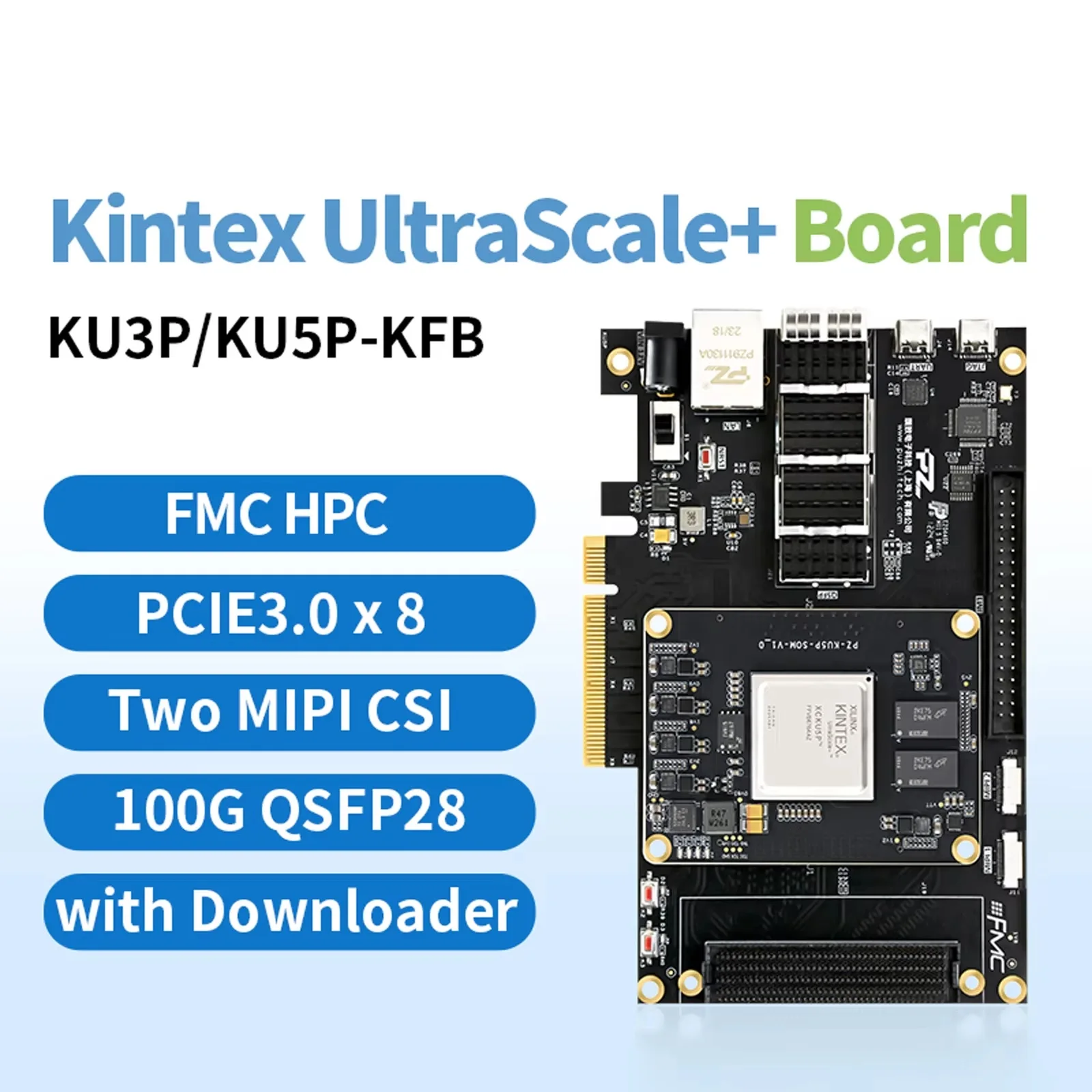 

Puzhi KU3P KU5P Плата разработки FPGA Xilinx Kintex UltraScale + XCKU3P XCKU5P Оценочный комплект FMC PCIE MIPI