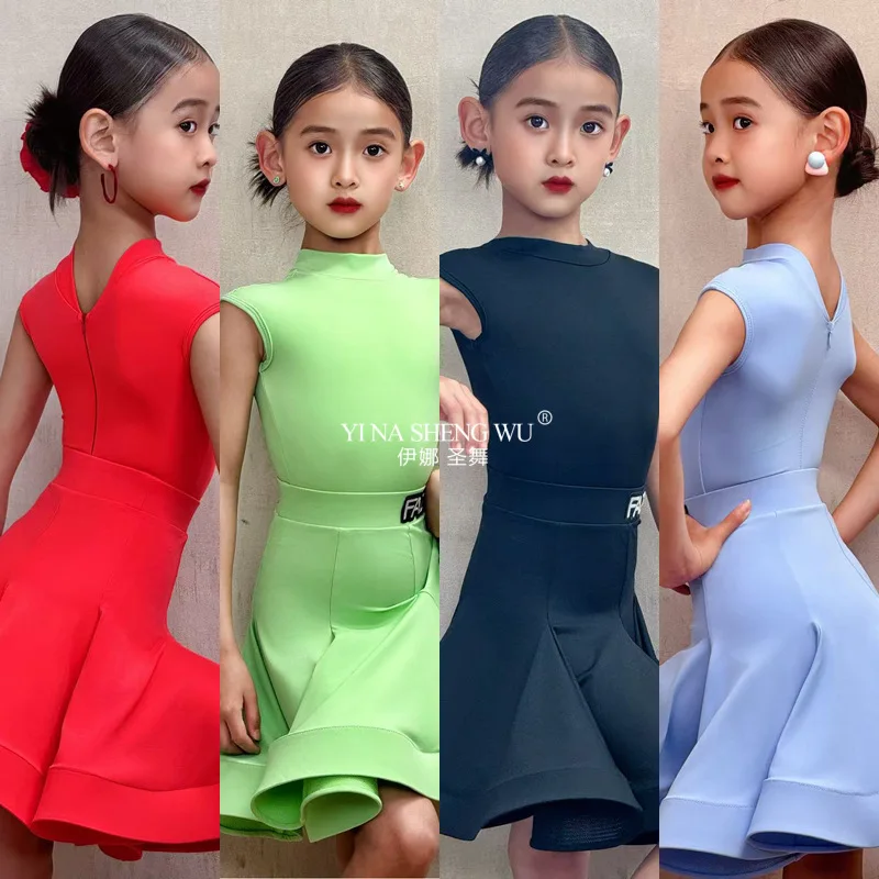 

Girls Latin Dance Dress Professional National Standard Dance Competition Performance Costume Children's High-end Split Skirt