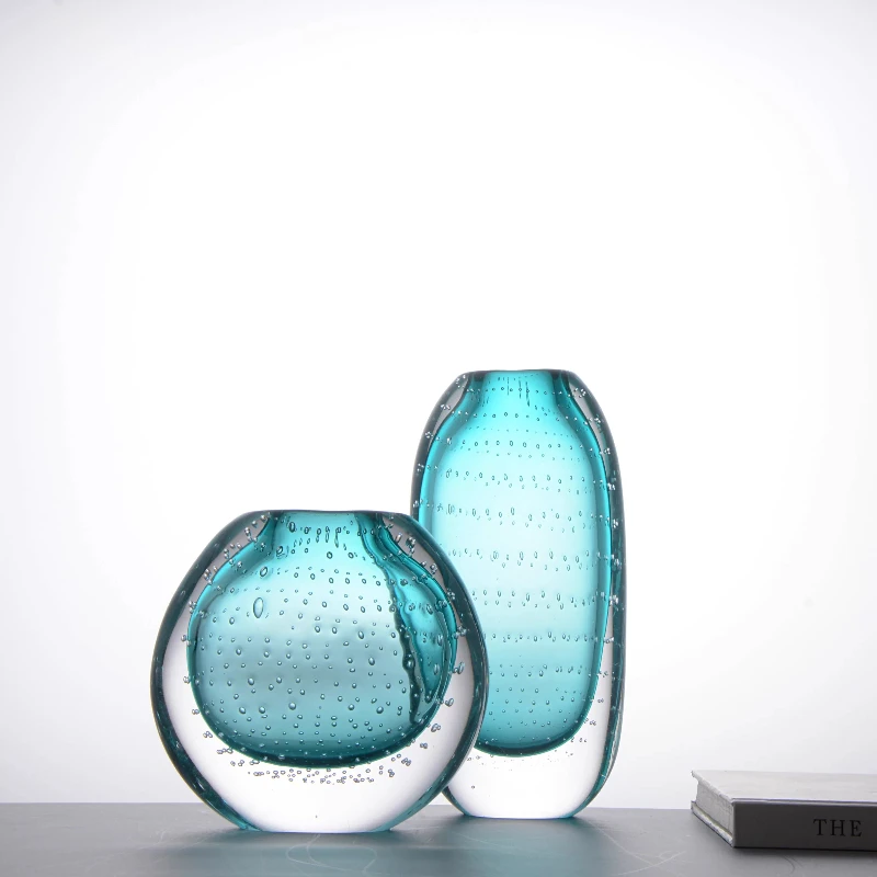 High-value glazed vase, light luxury and high-end sense, flower arrangement living room ornament glazed art