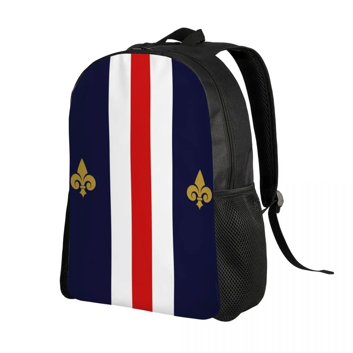 Fleur De Lis France French Flag Backpack Fleur-De-Lys Lily Flower School College Travel Bags Bookbag Fits 15 Inch Laptop