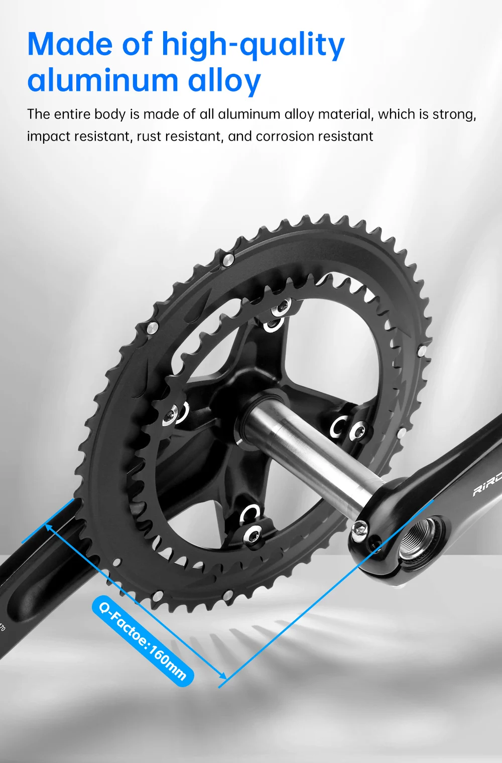 RIRO 106 Rennrad Integrierte Kurbelgarnitur 170 mm 110BCD 50-34T/53-39T Doppelkettenblätter Kettenräder Hohles Rennrad Kettenblatt – Detail 6