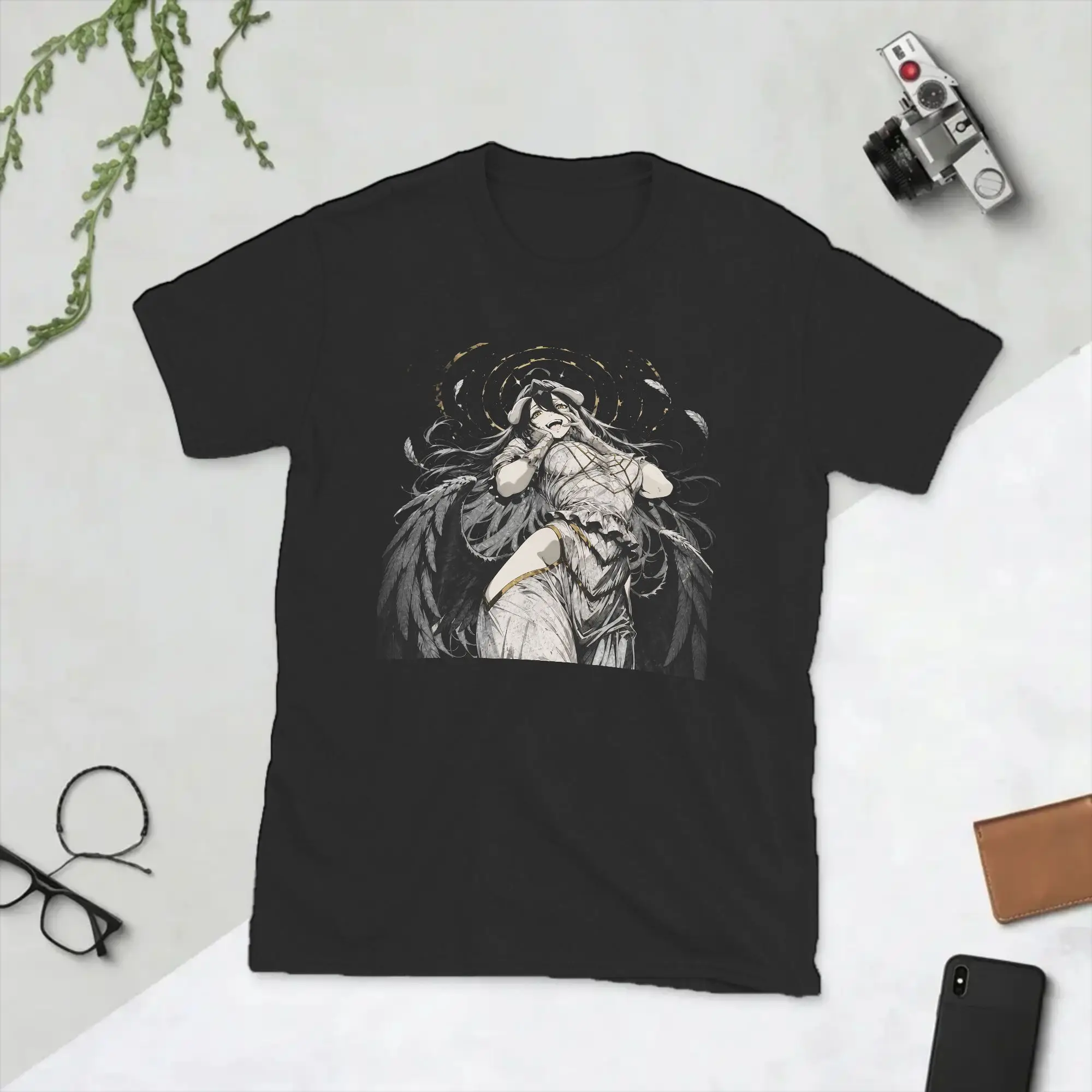 Men's T-Shirts Albedo Overlords Anime Vintage Pure Cotton Tees Short Sleeve  T Shirt Round Collar Clothing Plus Size