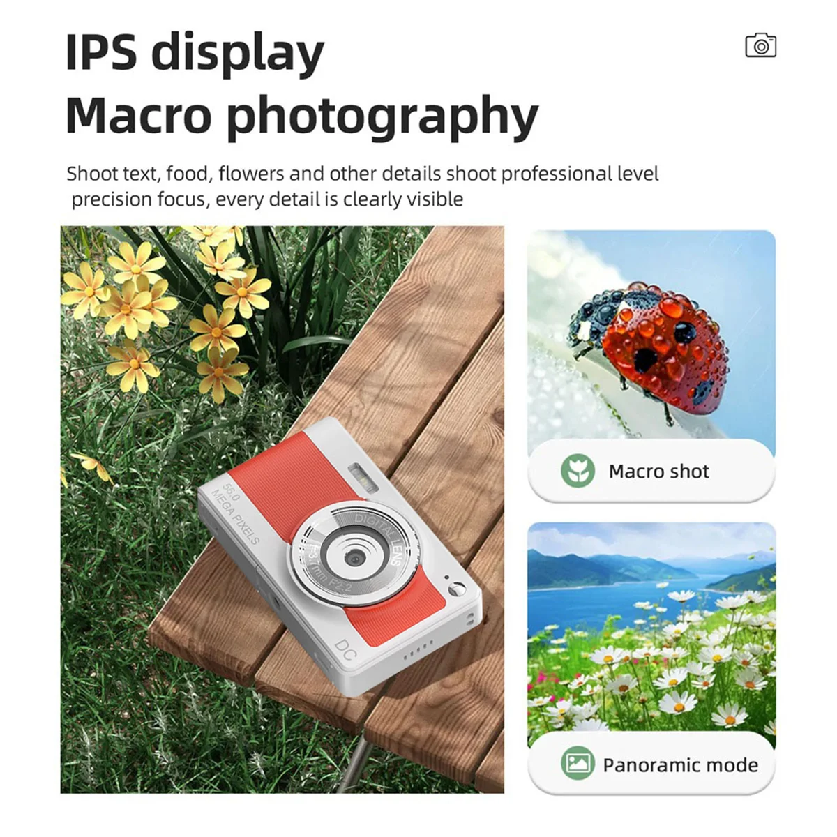 1080P Digital Camera Video Camera Camcorder 56MP 2.8 Inch IPS Screen 8X Digital Zoom Camera Gift for Kids Silver
