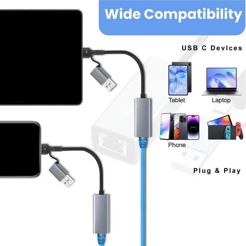 Adaptador de rede ethernet plug & play adaptador ethernet gigabit para jogos vídeos transferência rápida driver de rede de computador estável para