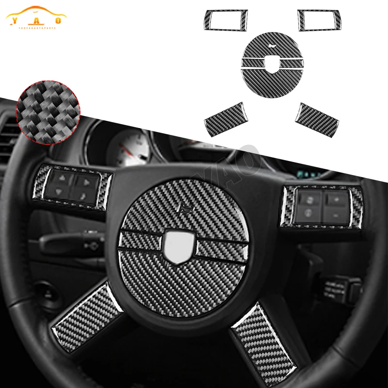 

Carbon Fiber Car Steering Wheel Decoration Trim Covers For Dodge Challenger 2008-2010 Car Accessories