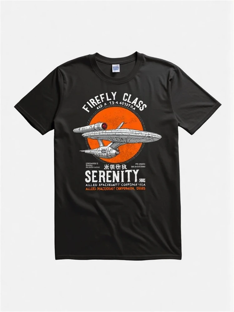 Retro Smugglers Firefly-Class Serenity Spaceship-Vintage Firefly TV Show Design-100% cotton O-neck casual printed men's T-shirt.