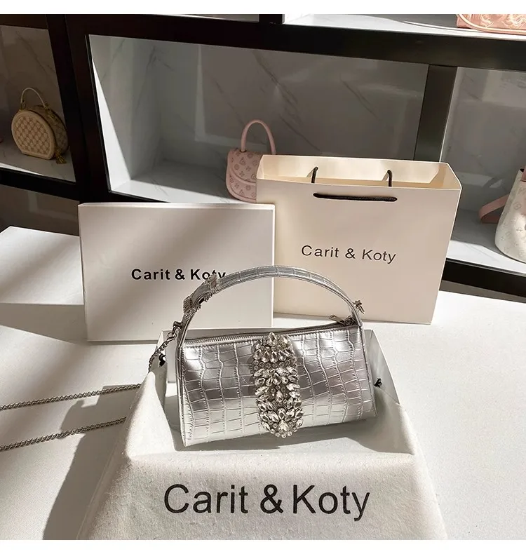 

Fashion Striped Glitter Diamond Hobo Bag Textured High Quality Women Handbag Wedding Party Clutch Purse Shoulder Crossbody Bag