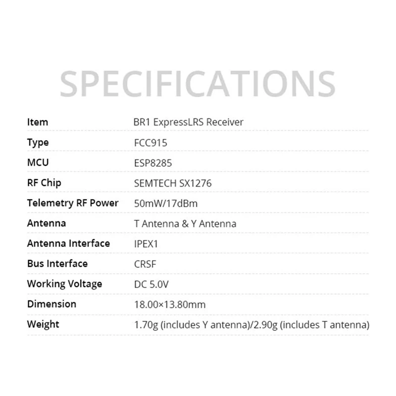 جهاز استقبال Bandit BR1 ELRS 915Mhz Expresslrs 915 مدمج TCXO مع هوائي T/Y لطائرة متسابق FPV بدون طيار