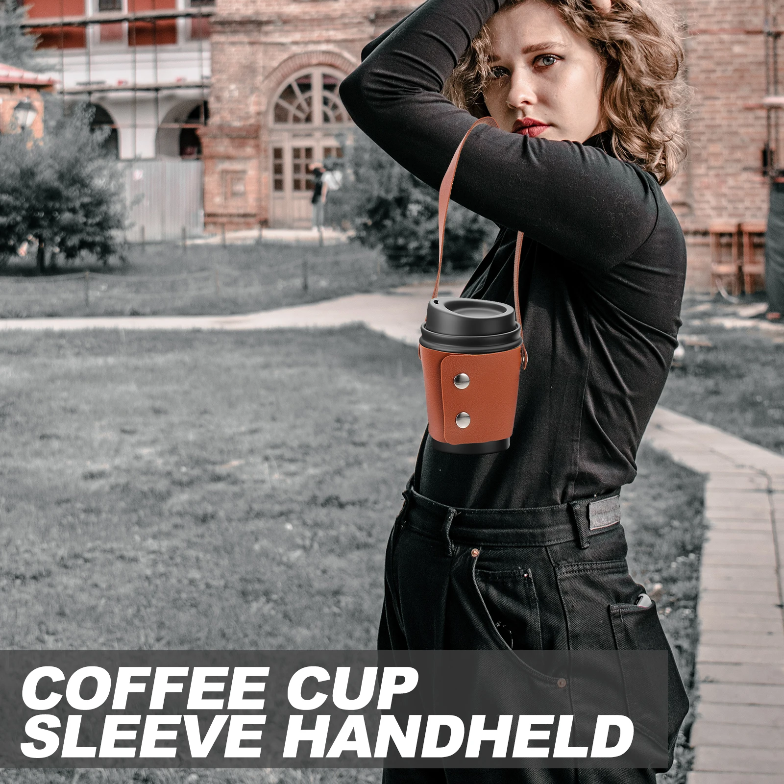 

Coffee H held Carrier Cup Carrier H held Coffee Sleeve Black Thermal Insulated Mug Bottle Strap Reusable