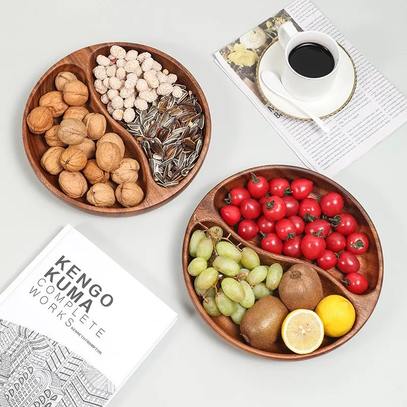 Hotel Style Wooden Fruit Tray with Two or Five Compartments