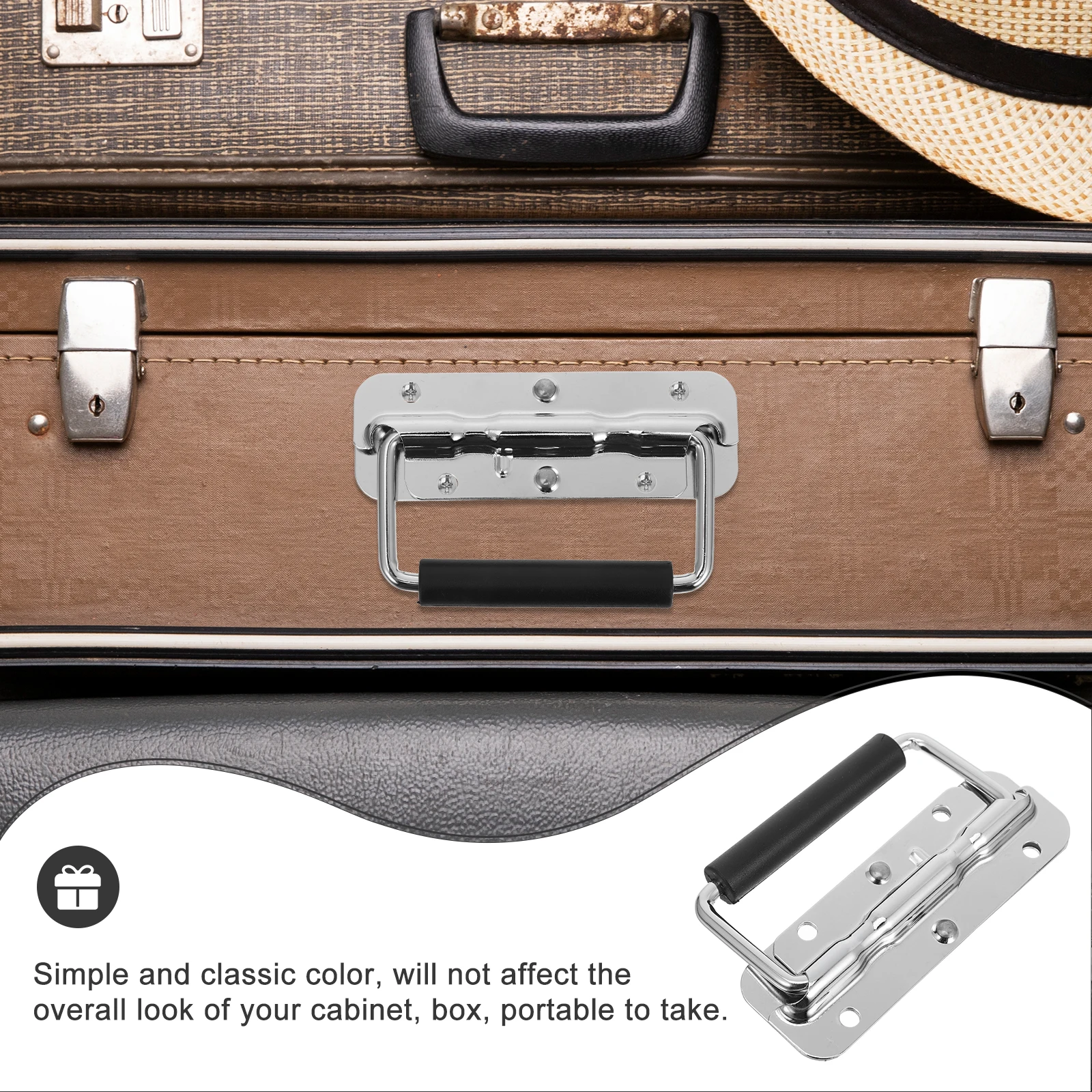 

4pcs Spring H Chest Grips Cabinet Fold Heavy Duty Toolbox Pull Iron Stainless Steel Metal H les For Boxes Case Hardware