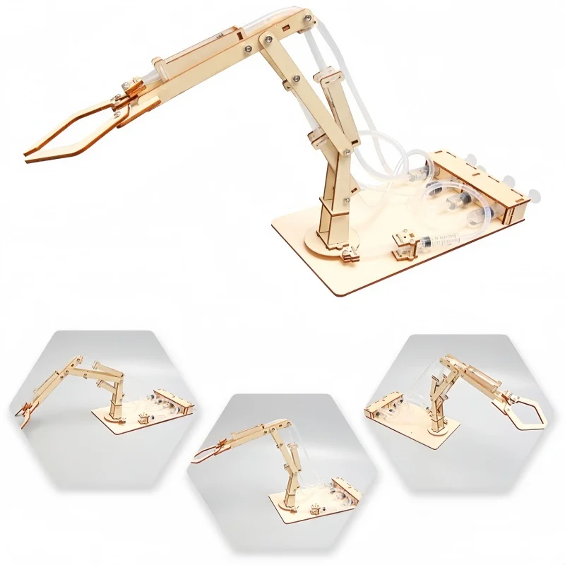 

DIY деревянная гидравлическая механическая модель руки STEM игрушка образовательный научный строительный комплект для детей головоломка обучающий подарок