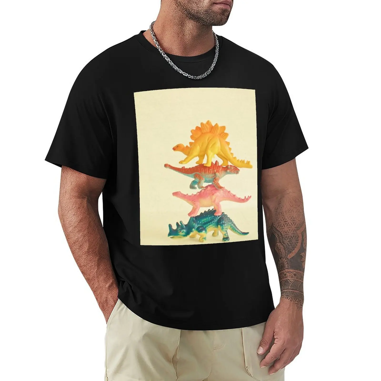 Dinosaur Antics T-Shirt Plus Size Solid Color T-Shirt