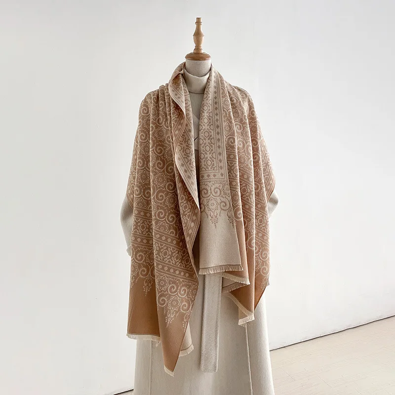 Scarf Women Paisley Pattern Reversible Shawl Wrap Jacquard Woven Neck Warmer Outer Wear Cape For Autumn Winter Spring