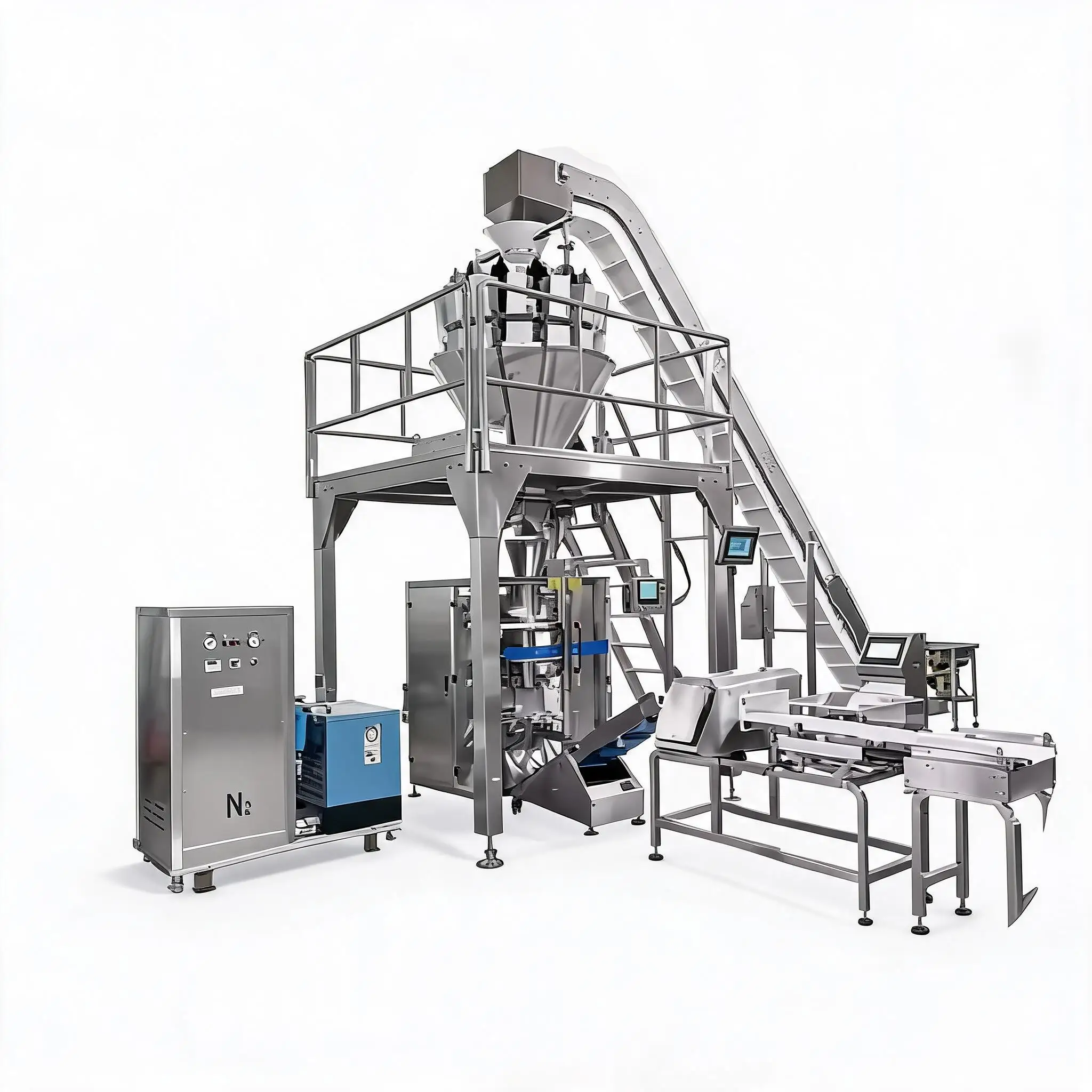 Máquina Empacadora VFFS de Alta Velocidad con Pesadora Combinada de 14 Cabezas para Snacks, Papas Fritas y Plátanos, Equipo de Alimentos Directo de Fábrica