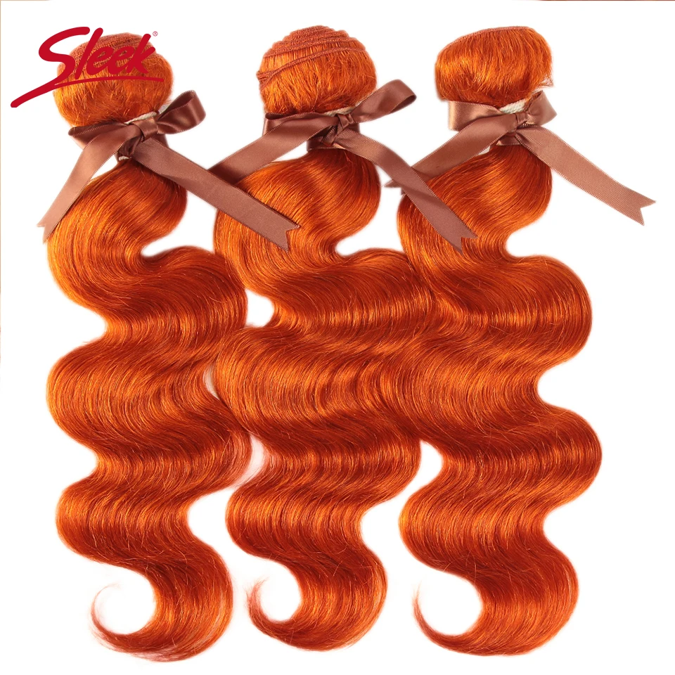 Sleek Malaysia Human Hair Weave Body Wave Bundles Virgin Hair Bundles 100% Remy Ginger Orange Human Hair Extension 3/4 Bundles