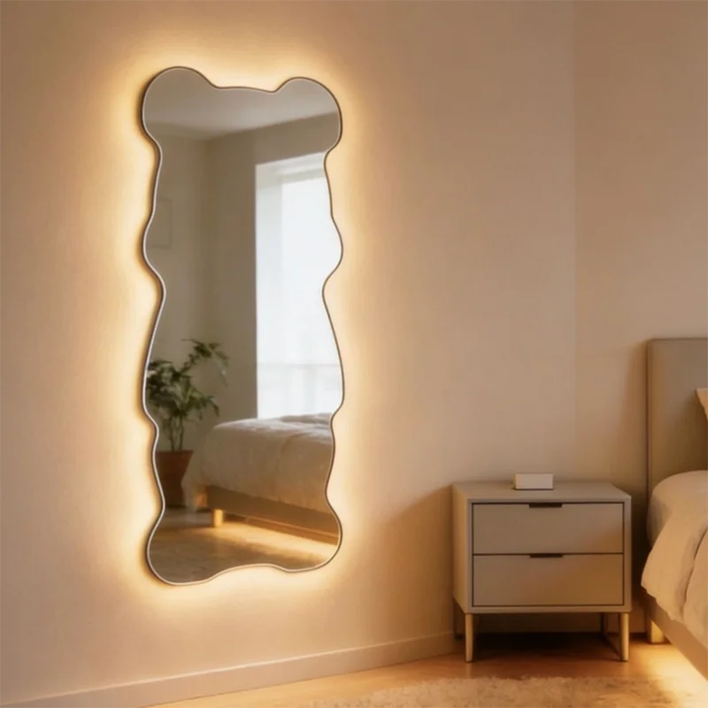 

Irregular Light Mirror Wall Living Room Decoration Modern Vanity Luxury Aesthetic Mirror Accessories Art Espelhos Home Products