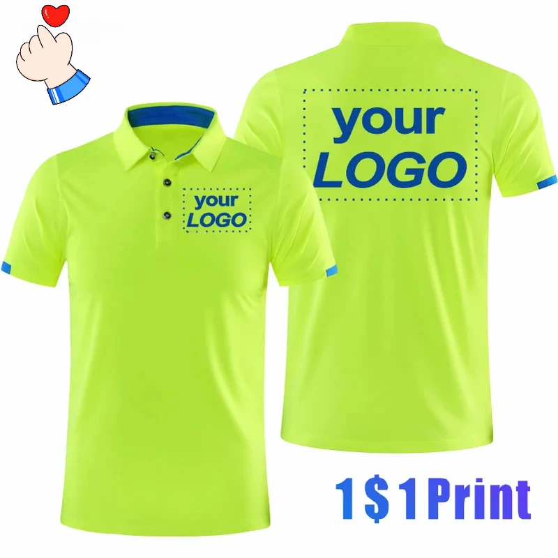 

Quick-drying sports polo shirt custom printed company brand logo casual short-sleeved polo print shirt T-shirt 4XL 2025