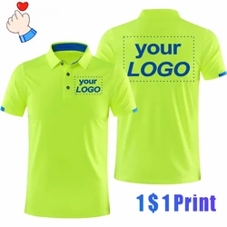 Quick-drying sports polo shirt custom printed company brand logo casual short-sleeved polo print shirt T-shirt 4XL 2025