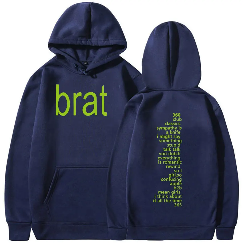 Charli XCX Brat 2024 Tour Album Print Hoodie Men Hip Hop Retro Pullover Sweatshirt Unisex Casual Oversized Hooded Y2k Streetwear