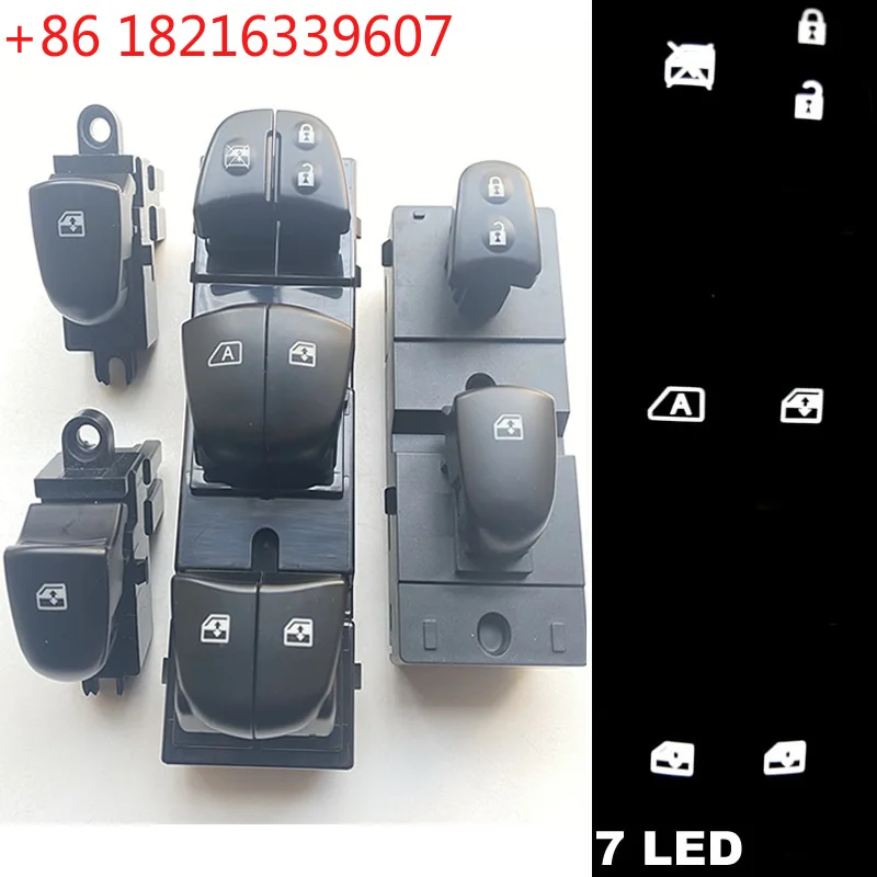 TAO New Starter Electric Power Window Switch With White Light For Renault Kadjar 2015 2016 2017 2018 all 7 led lights will be on