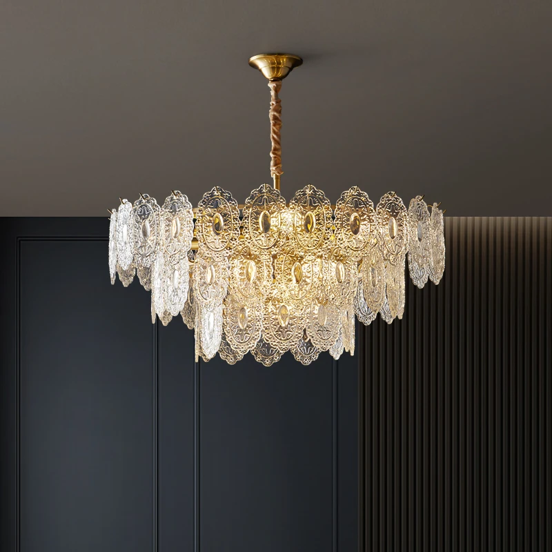 

Light luxury, French modern cream style, high-end bedroom lamp, glass dining, crystal living room chandelier