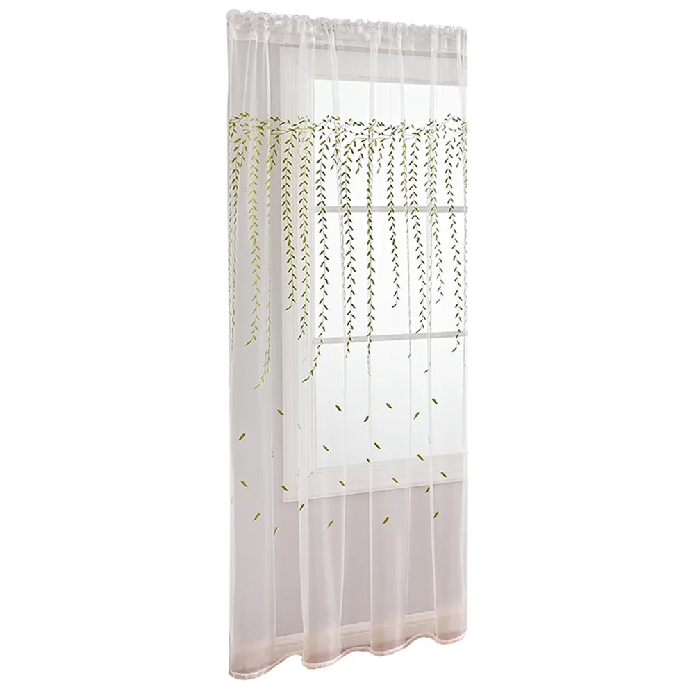 

Window Sheer Curtain Leaf Tulle Wicker Pattern Classic Artistic Design Home Decor Indoor Outdoor Partition 180x300cm