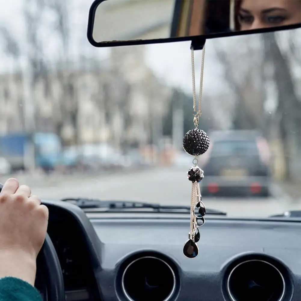 Sparkling Car Mirror Accessory Sparkling Rhinestone Car Pendant A Glamorous Accessory with Refractive Faux Ball Stylish Car