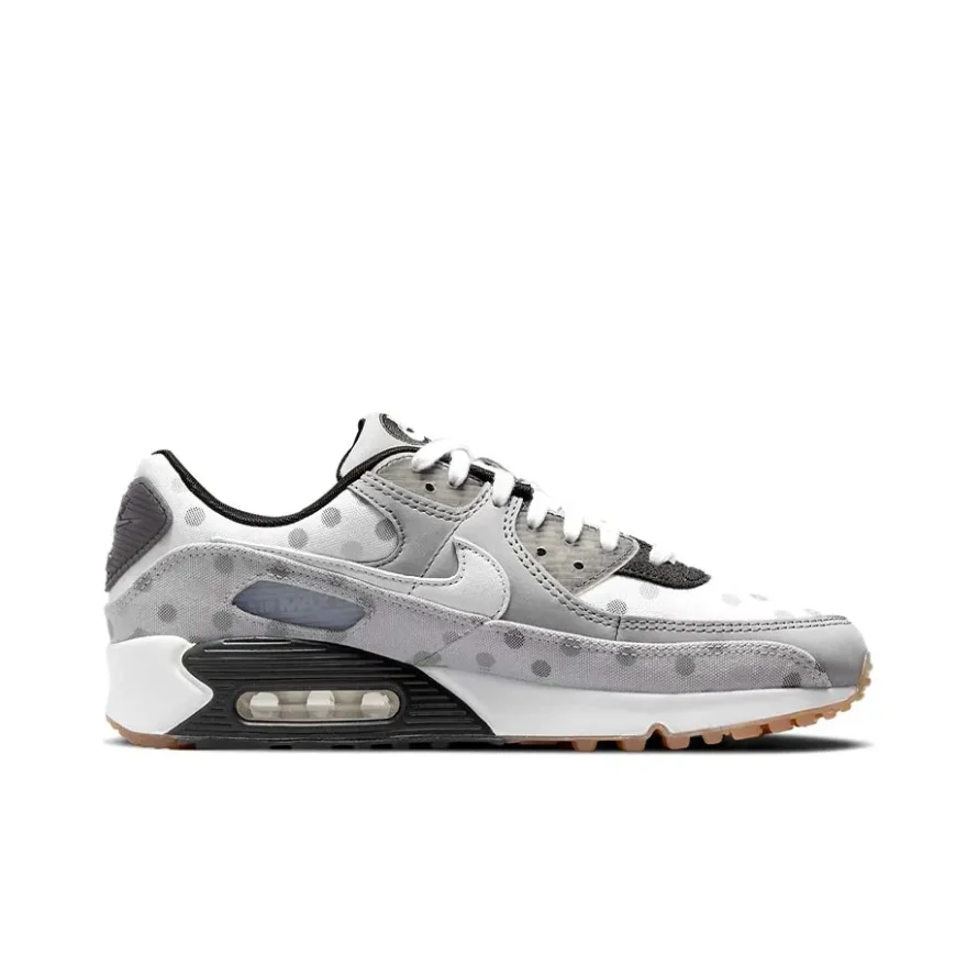 Nike new listing AIR MAX 90 Low men's and women's casual running shoes lightweight shock-absorbing white and gray colorway