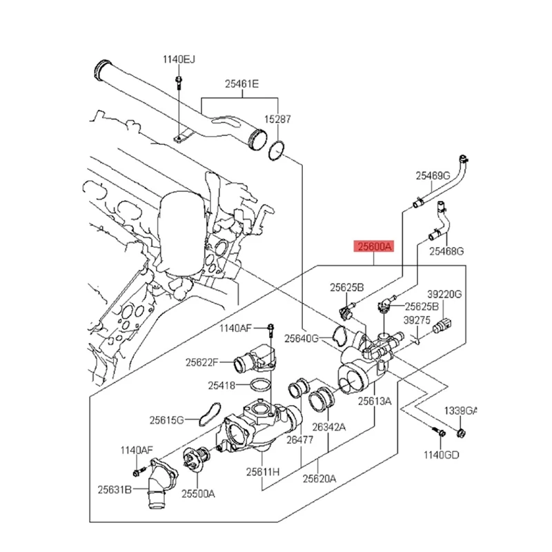 Engine Coolant Temperature Control 25600-3CAE0 For Hyundai Santa Fe Azera Sorento Cadenza 3.3L 2014-2018 Thermostat Unit