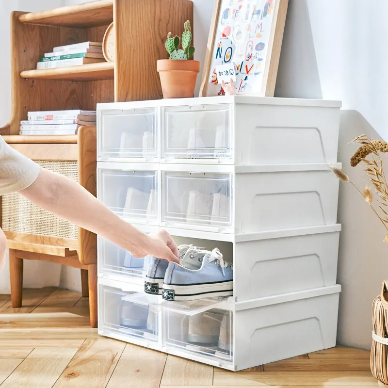Transparent Fold Sneakers Storage Box Hardened Dustproof Shoe Box Stackable Shoe Box Cabinet Shoebox Drawer