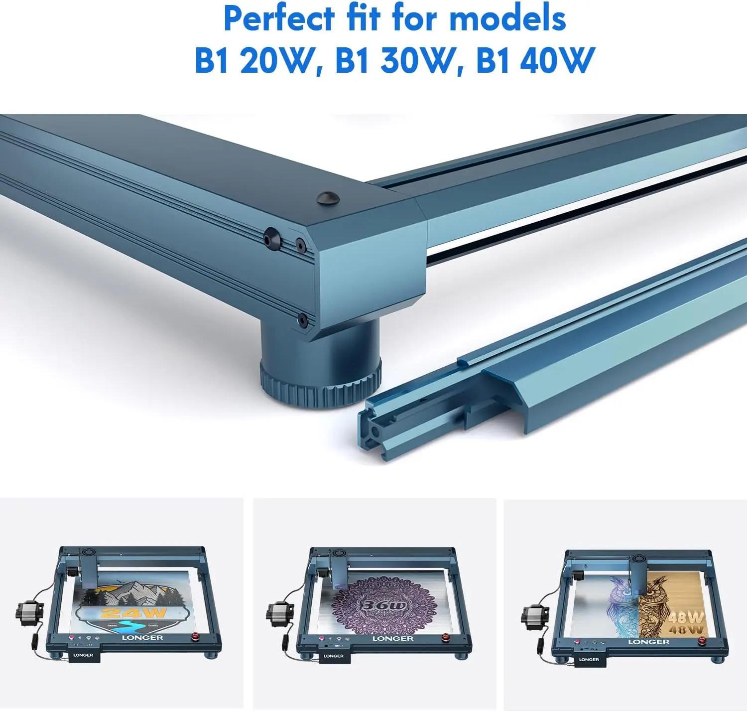 Kit di espansione serie B1 più lungo, area di incisione estesa fino a 17,7" x 33,5" (450 x 850 mm), compatibile con laser B1 20 W/30 W/40 W