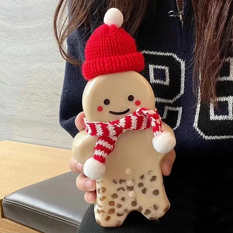 1 pz natale Gingerbread Man borraccia portatile succo di latte tè tazza d\'acqua decorazione natalizia per la casa regalo di natale di capodanno