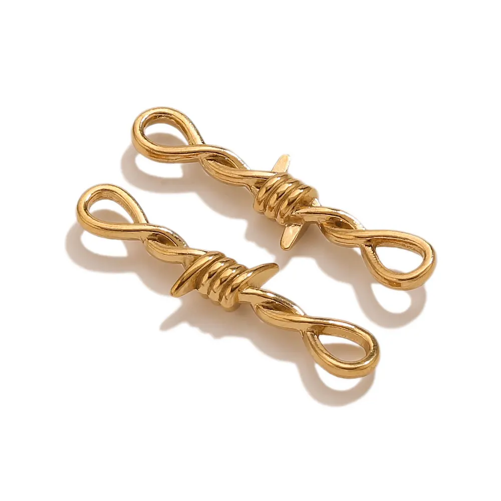 5 Stück Edelstahl-Dornen-Knoten-Verbinder-Anhänger für DIY Armband- und Halsketten-Schmuckherstellung, vergoldeter Stacheldraht-Verbinder – Detail 2