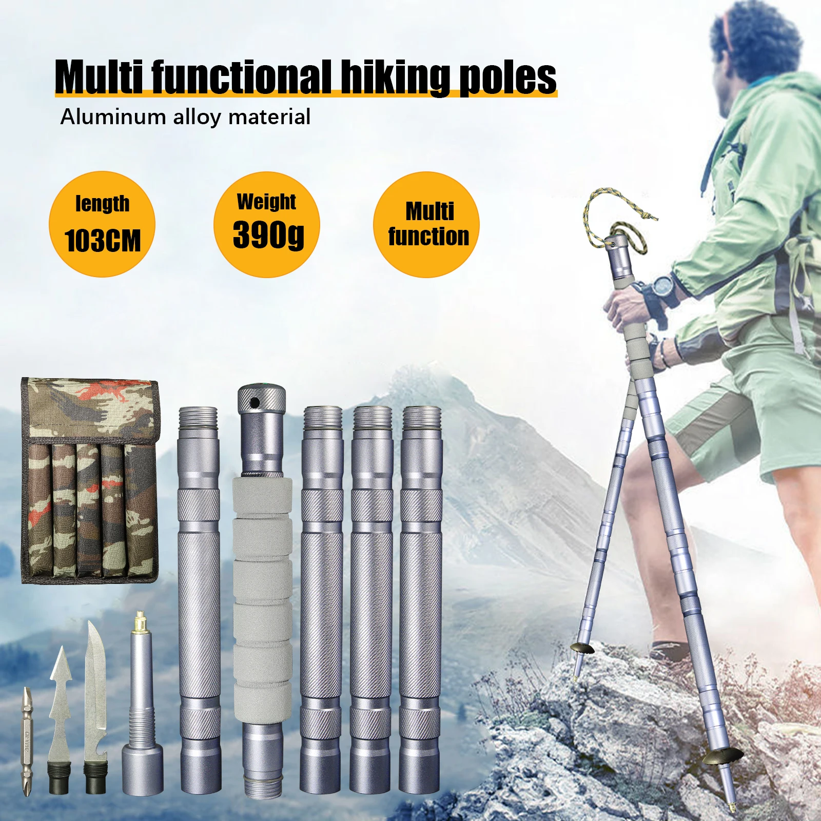 Trekking Poles Carbon Fiber Trekking Poles Walking Stick For Tourism Collapsible Telescopic Sticks Hiking Poles Tool Kits