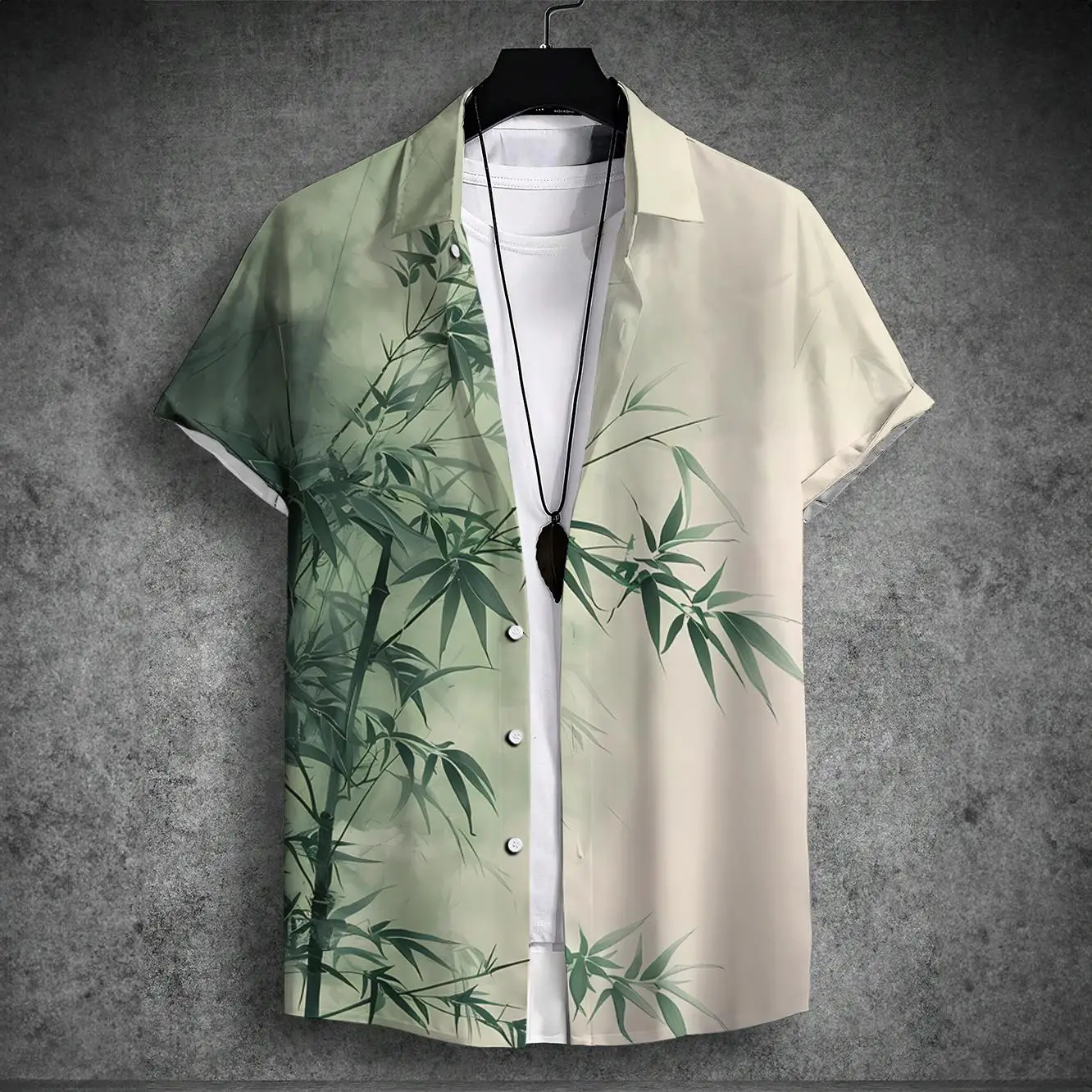 2024 new men\'s short-sleeved shirt Chinese style printed men\'s Hawaiian lapel top large size casual and comfortable men\'s shirt