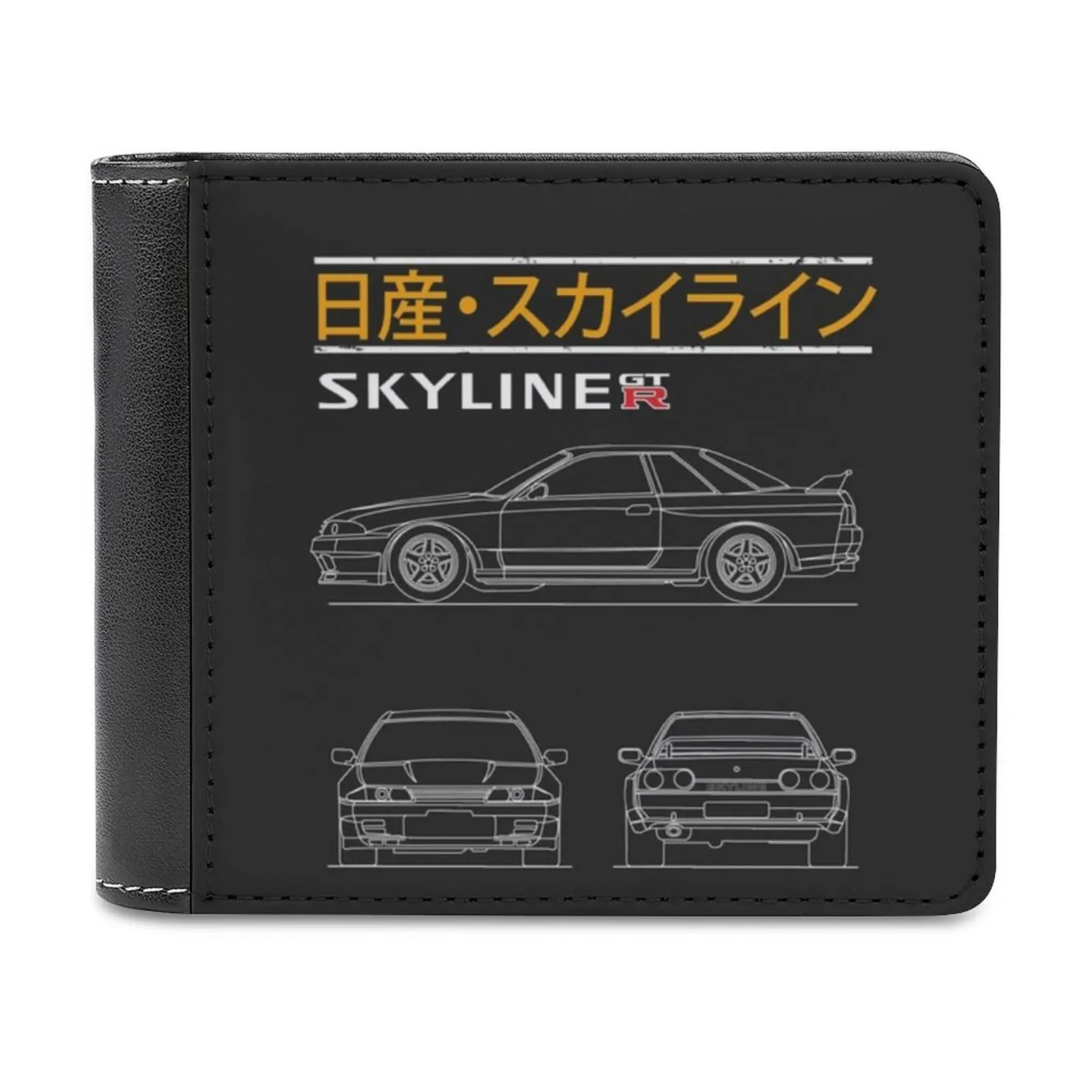 Blueprint Of The Skyline R32 Leather Wallet Short Slim Male Purses Money Credit Card Holders Men Wallet Skyline R32 Skyline Gtr