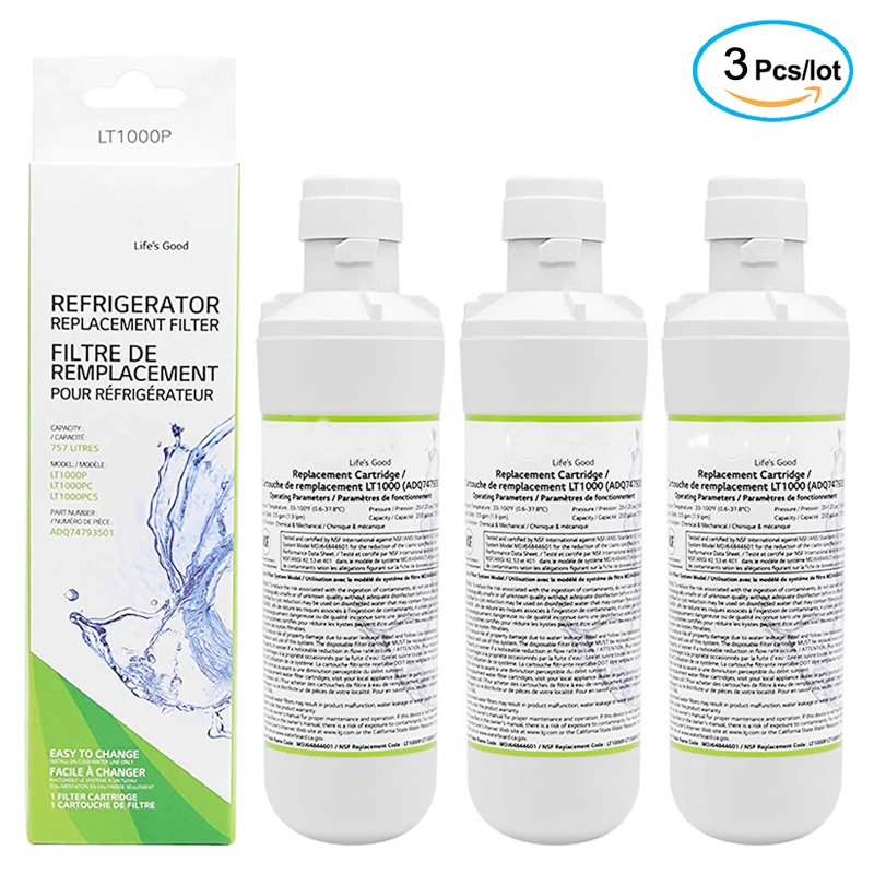 Replacement LG LT1000P Refrigerator Water Filter (NSF42, NSF53 & NSF401) ADQ74793501, ADQ75795105 or AGF80300704, White