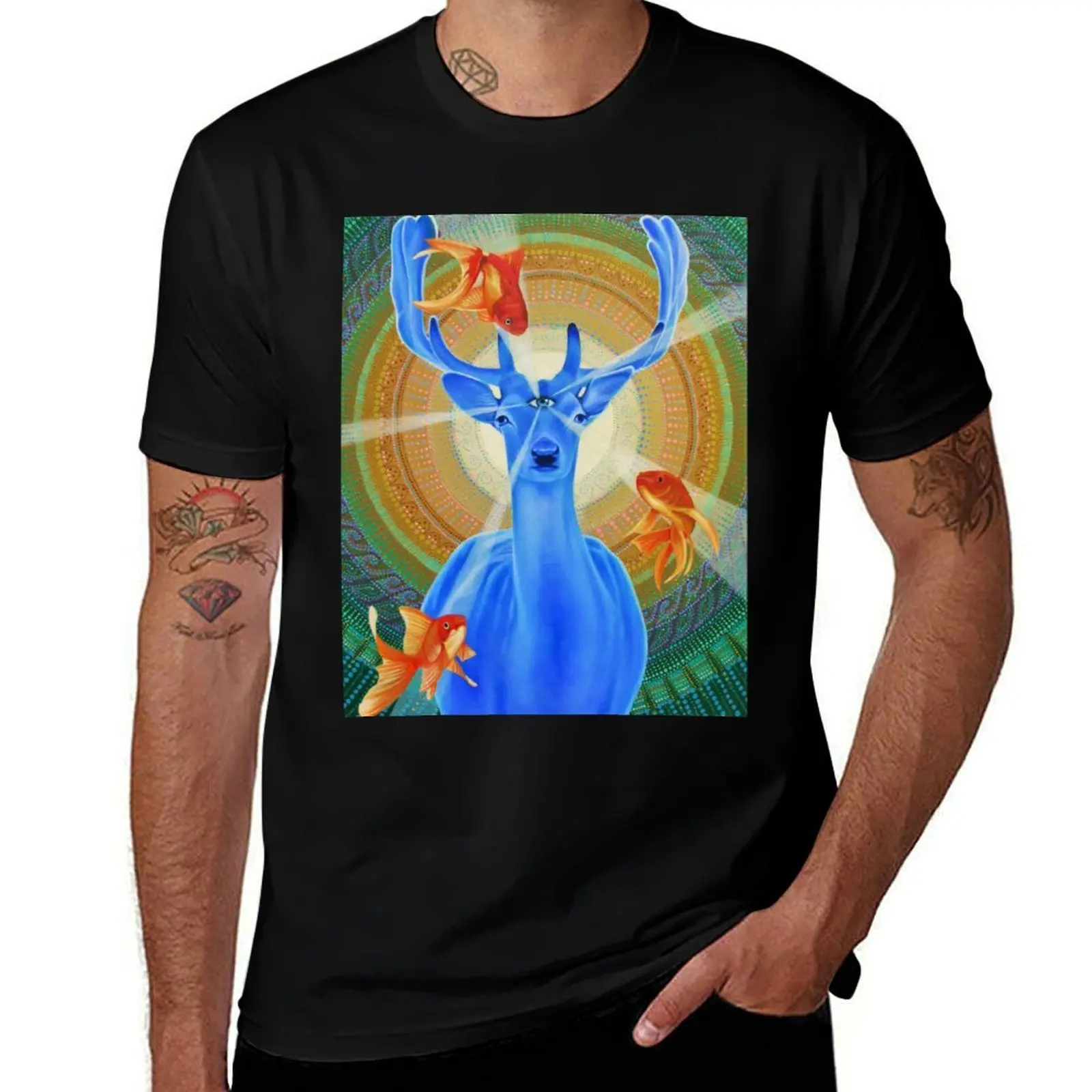 

- EL VENADO AZUL - ART BY PASCAL ROY T-Shirt man t shirt cotton high quality cotton t shirts man 100% T-Shirt